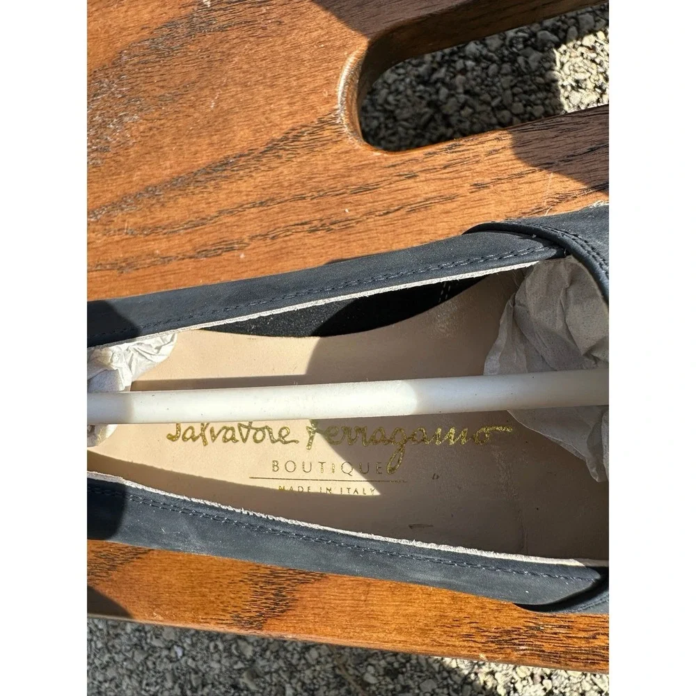 Salvatore Ferragamo Boutique Navy Gold Espadrille Flats Womens 5.5 B‎